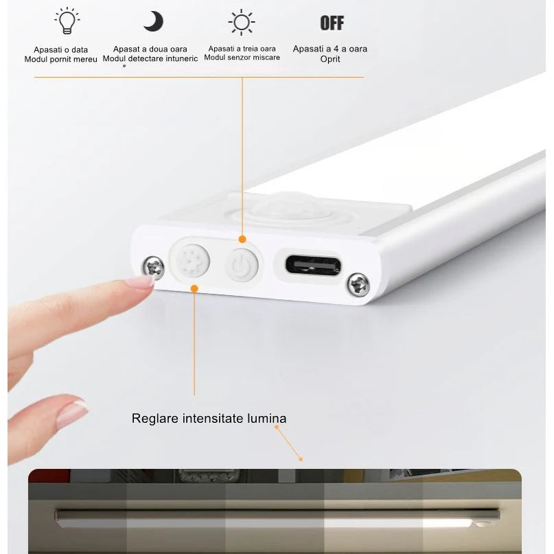 Lampă LED cu senzor de mișcare, suport magnetic